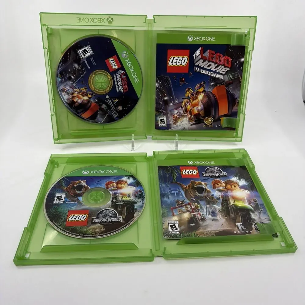 Xbox One LEGO Game Lot of 2 LEGO Movie Video Game & Jurassic World CIB Tested